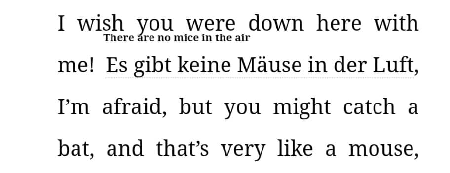 While you read, you will encounter sentences in both languages